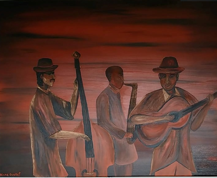 Toile à l'huile, oil artwork, musiciens, musique